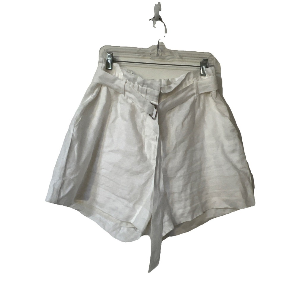 Banana Republic Womens Large 100% Linen Shorts Flax White Belted Lined - Picture 1 of 6